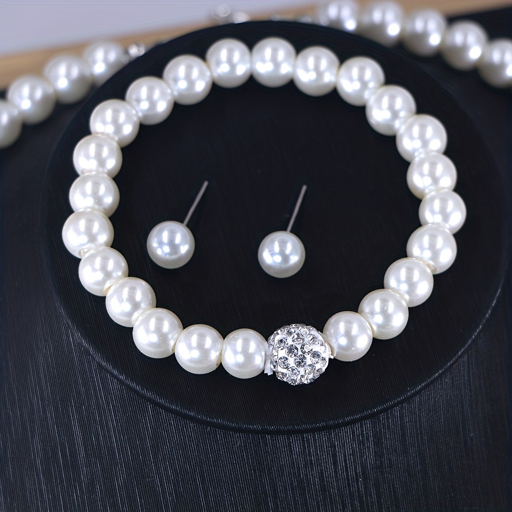 Ensemble perles d'eau douce blanches collier bracelet boucles d'oreilles  pour enfant - Bijouterie L