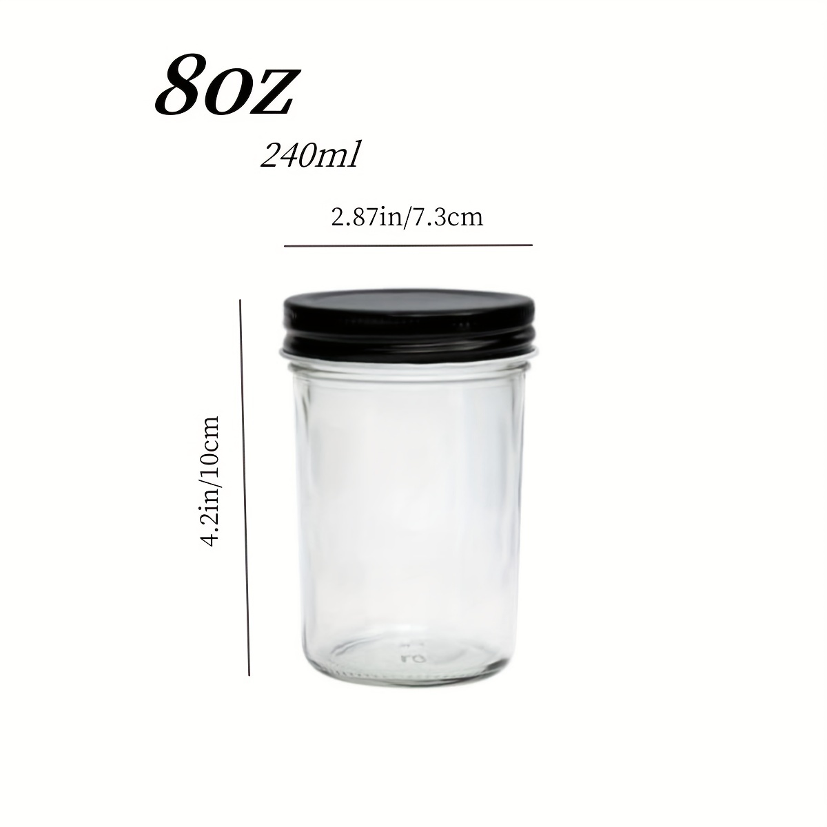 240ml Square Glass Jars With Lids (8 oz)