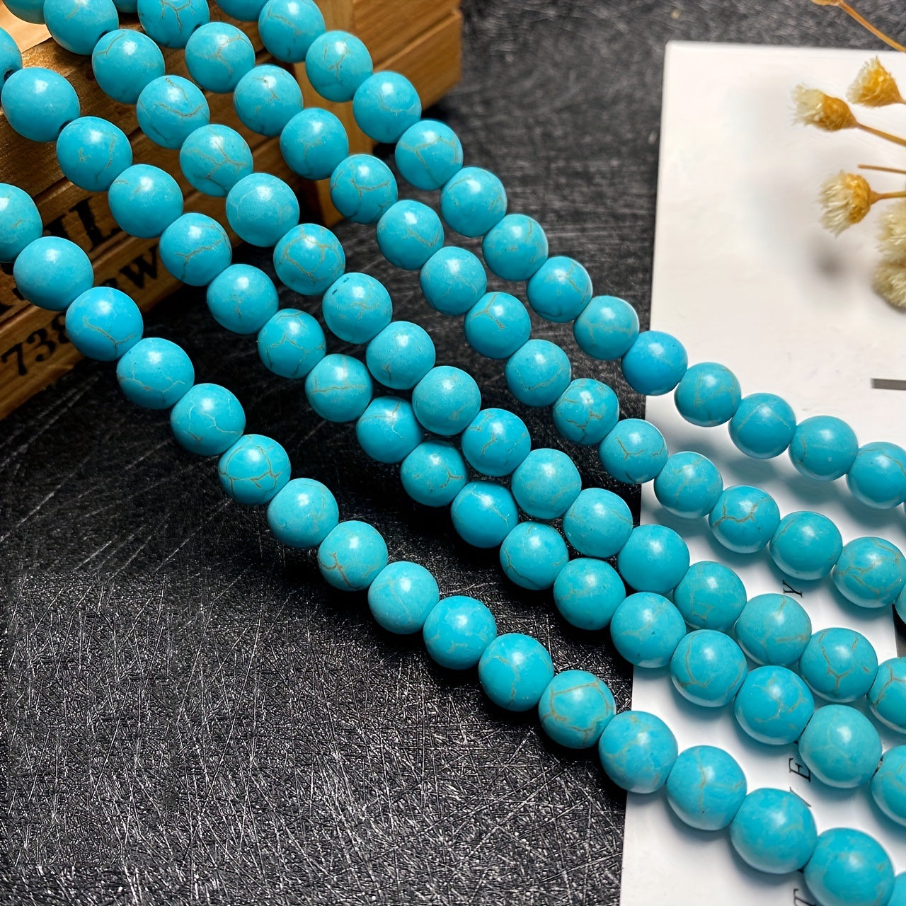 Turquoise Beads for Jewelry Making 8mm round Blue Beads 40 pcs