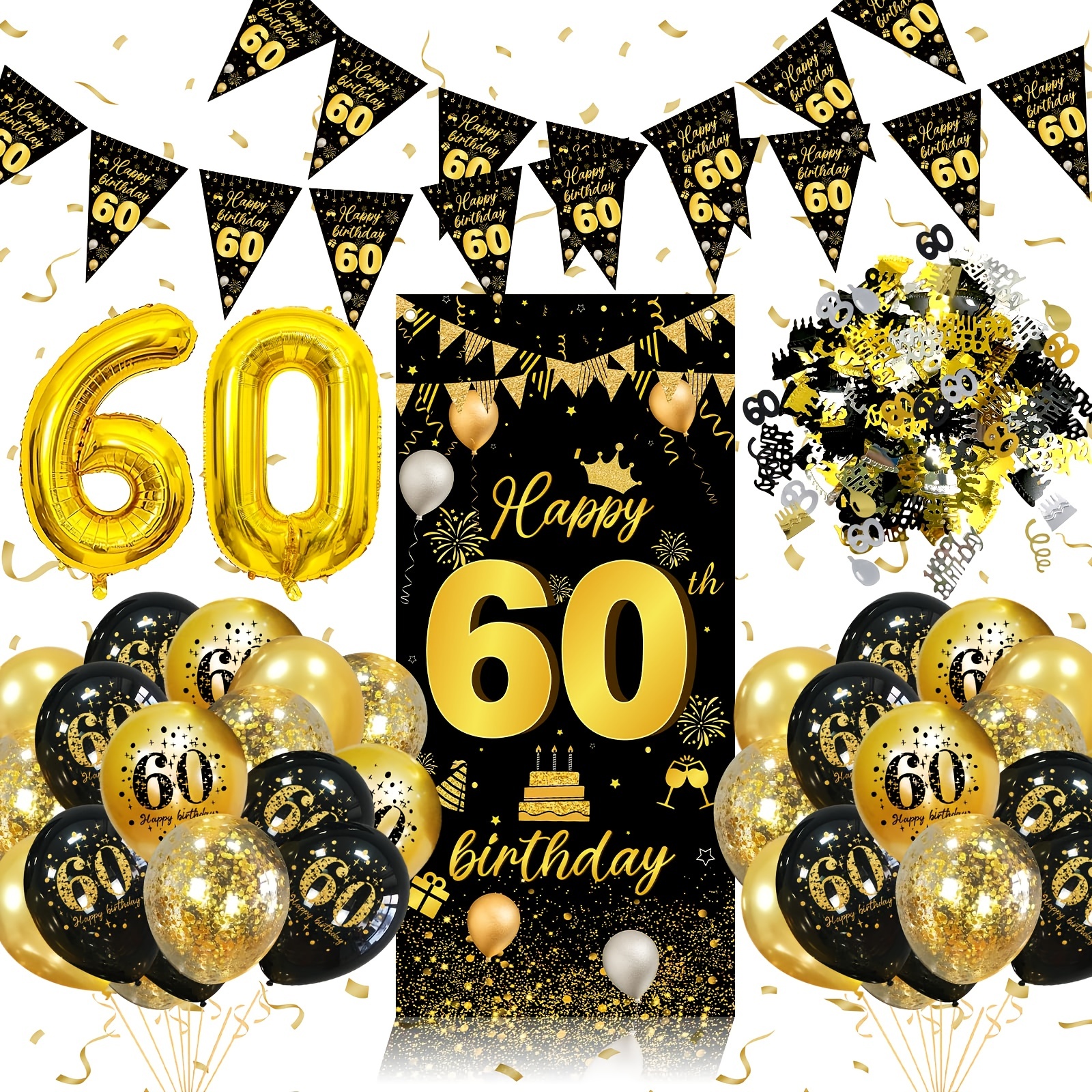 Cheers and Beers Party Decorations - Black and Gold Balloon Garland Kit  with Backdrop for Men 21/25/30/35/40/50/60/70 Whiskey, Vintage Birthday  Decorations or Wedding Anniversary 