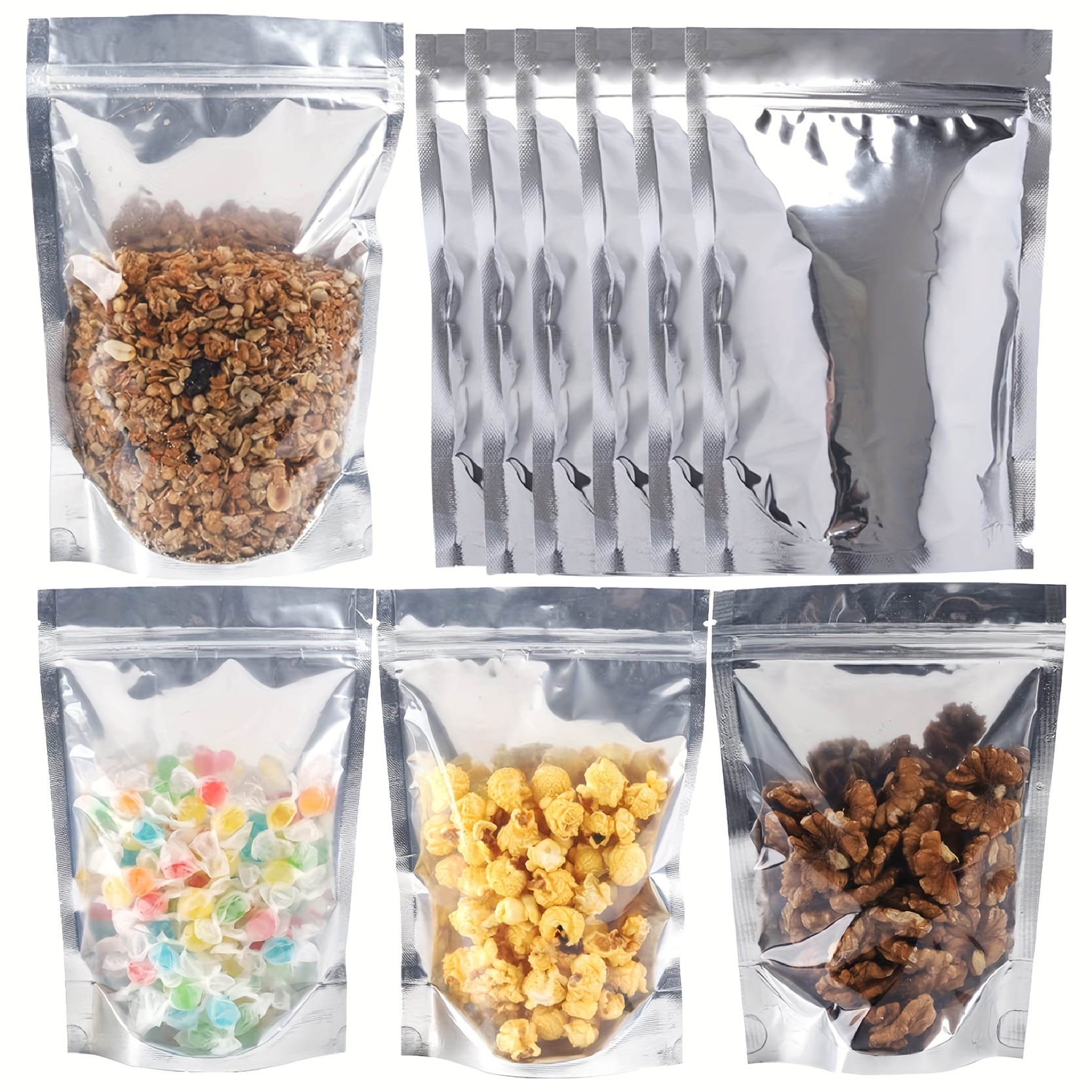 100 Pack Mylar Bag 3.5 Gram,4.7 Mil Thickness Smell Proof Bag,Stand-up Packaging Pouch,Resealable Ziplock Foil Food Storage Baggies Safe Material