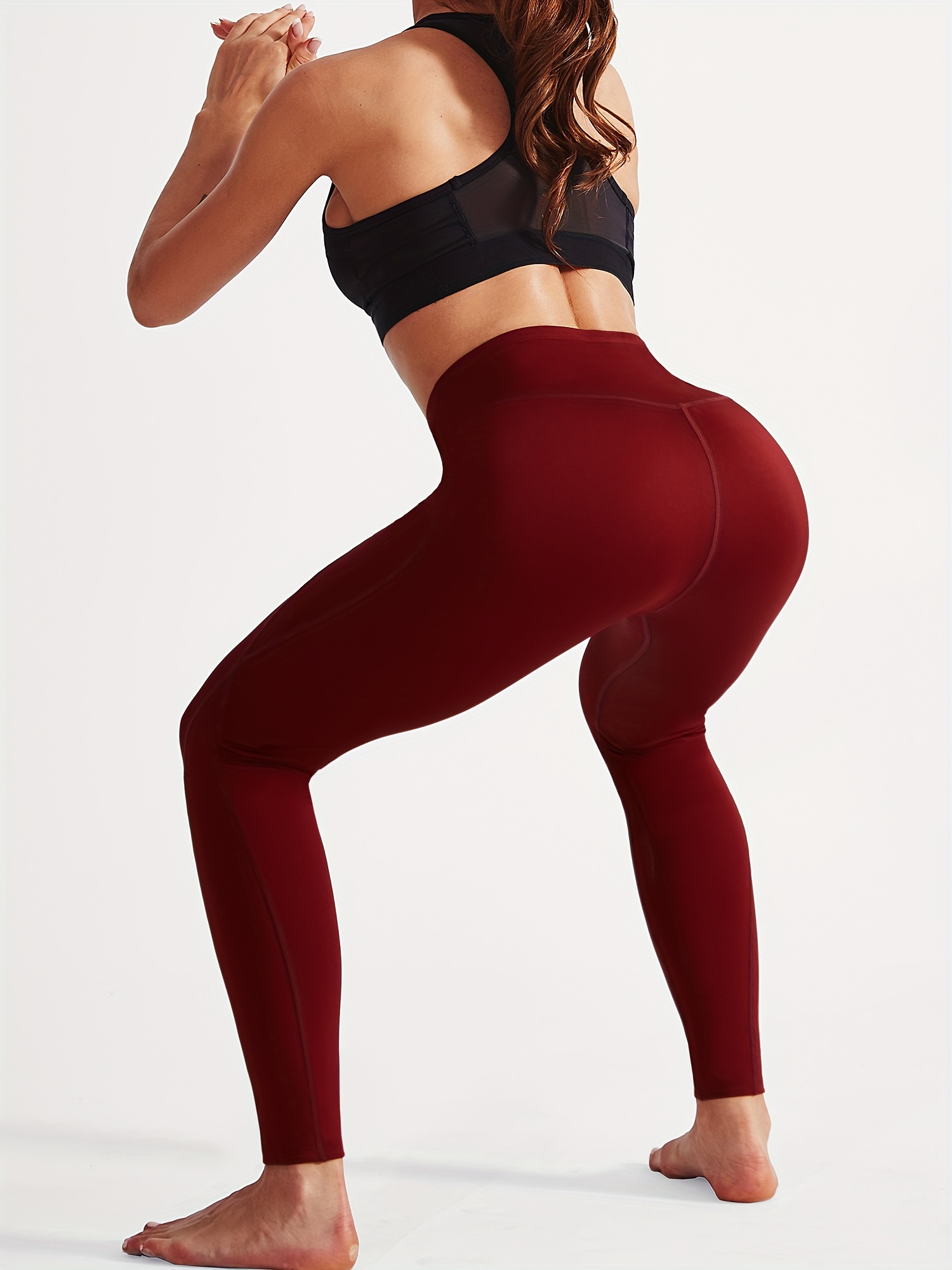 High Waist Moisture Wicking Yoga Pants, High Stretch Running Workout  Fitness Leggings, Women's Activewear