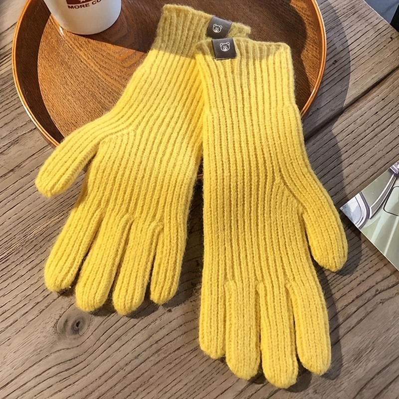 Full Finger Knitting Gloves For Women & Girls, Windproof Thick Gloves,  Winter Outdoor Cycling Driving Gloves - Temu