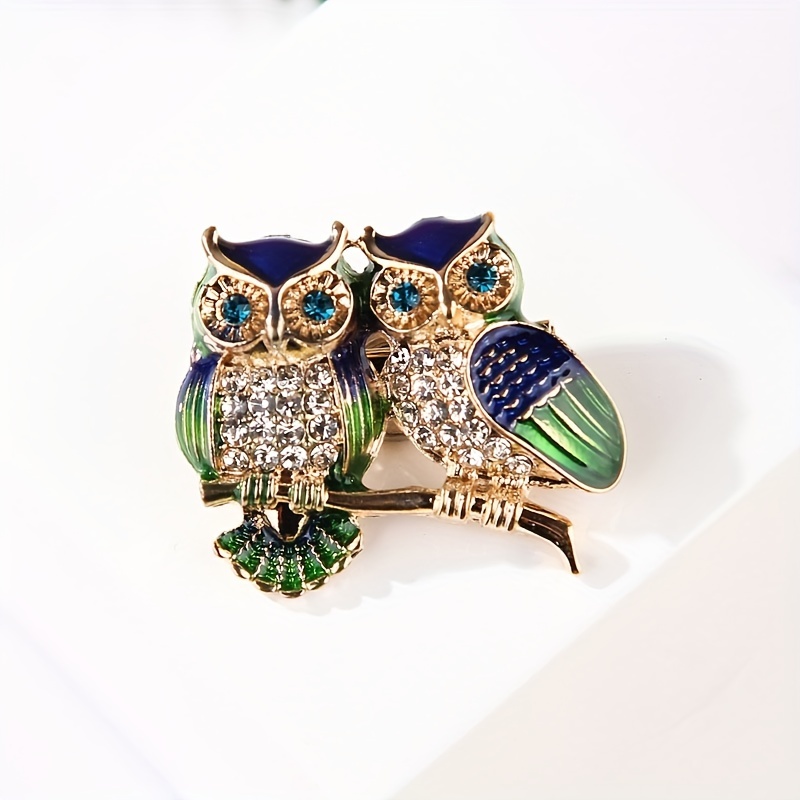 Elegant New Creative Opal Owl Brooches for Women Men, Rhinestone Animal Retro Clothing Jewelry, Jewels Brooch Pin,Temu