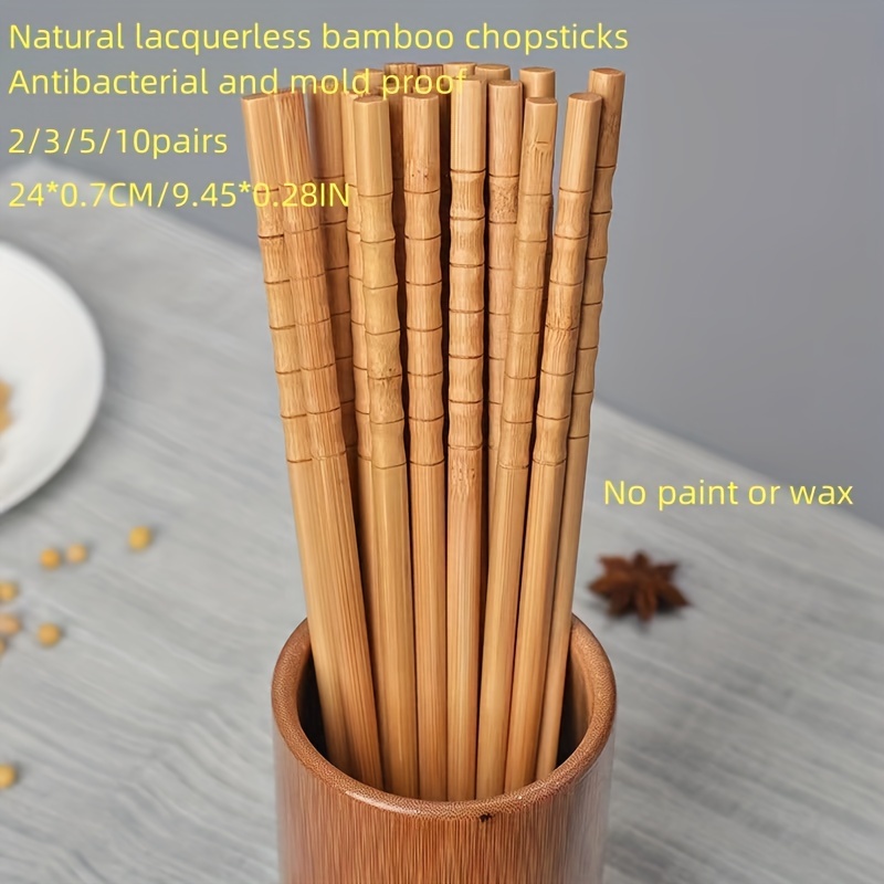 Baguettes en bois naturel japonais en bambou, 5 paires, ustensiles