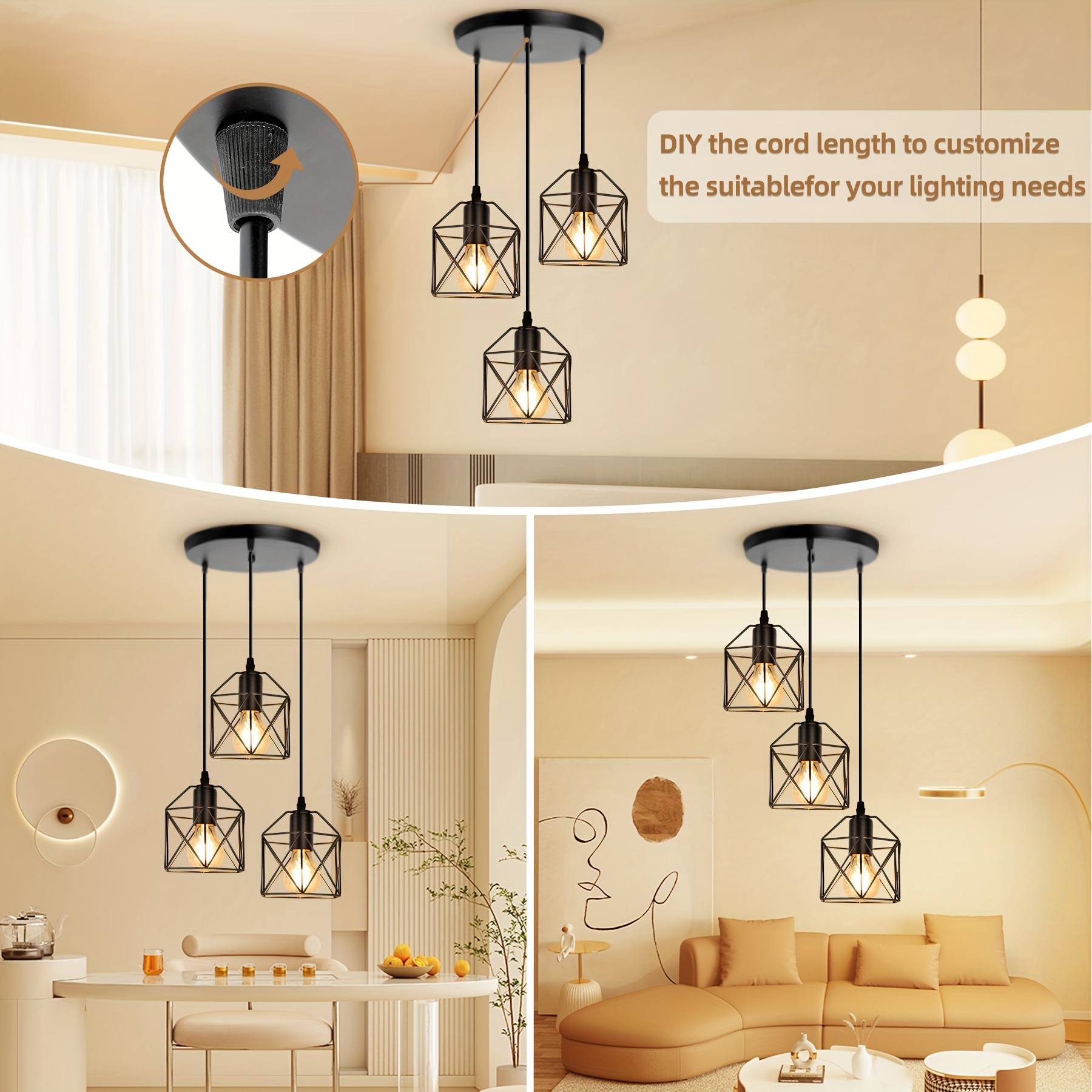 Lampe suspendue en fer de style moderne pour salon restaurant cuisine 4  lumières