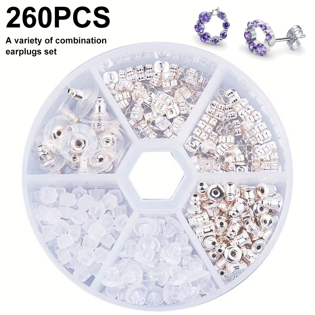 Earring Backs Set Silicone Metal Earring Backs With Box 5 - Temu