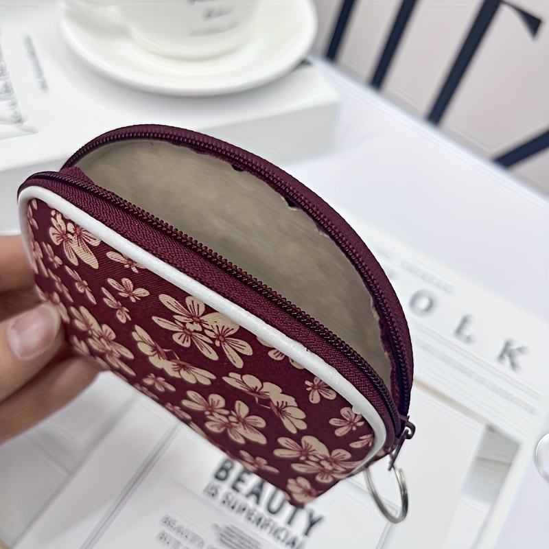 Mini Floral Pattern Coin Purse, Zipper Portable Clutch Wallet, Canvas  Storage Key Bag - Temu