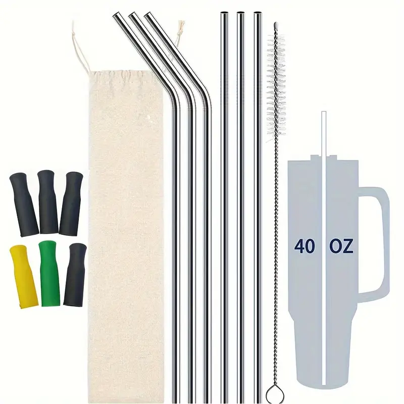 Metal Straws With Silicone Tip Wide Stainless Steel - Temu