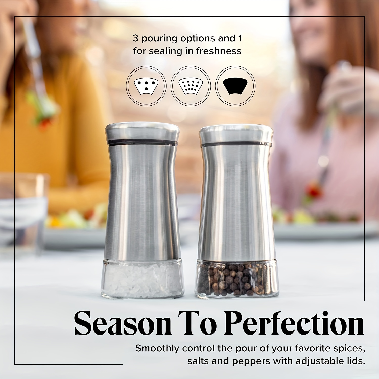 Glass Salt Or Pepper Shakers With Adjustable Pour Holes - Temu