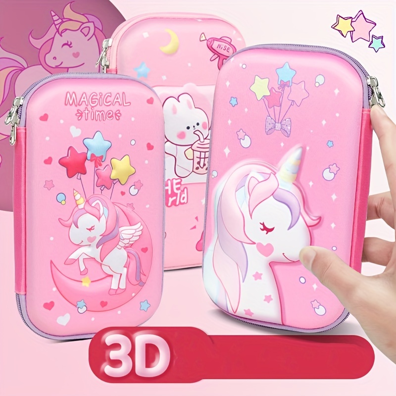 Unicorn D 3d Eva Unicorn Cute Pencil Case Cartoon Stationery Box Girls  Color Pencil Box Student Pen Case School Supplies Gifts Ipad Case