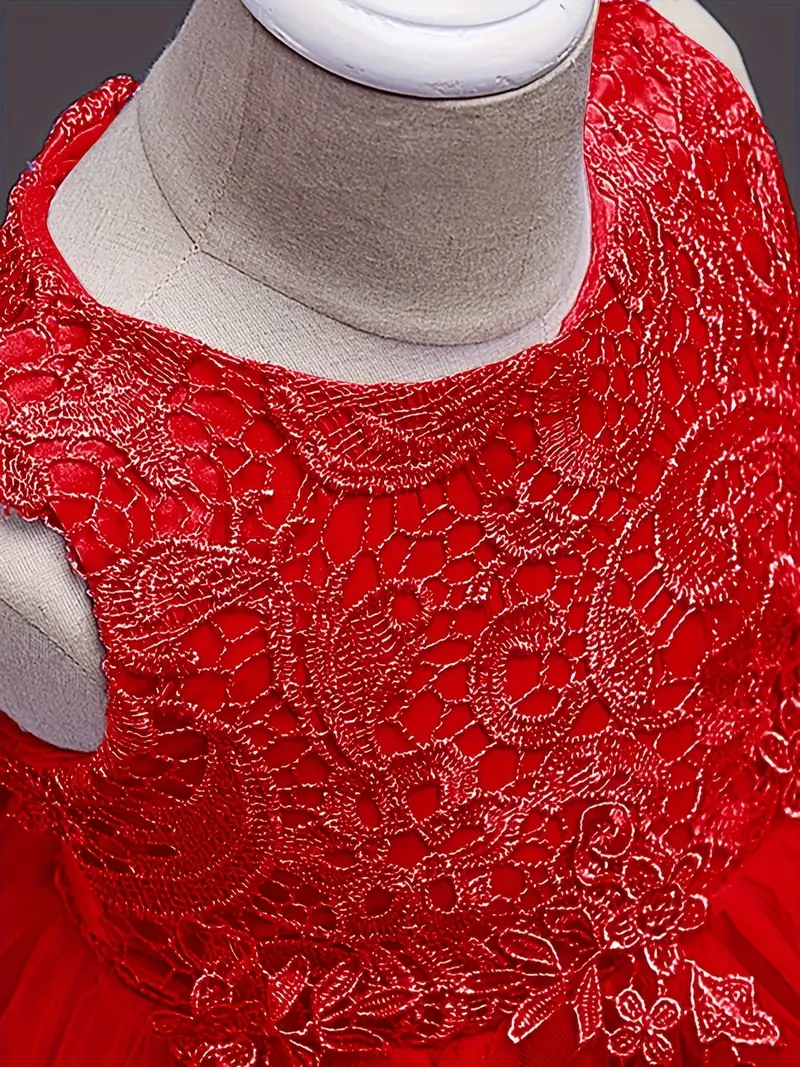 girls red formal dress sleeveless lace embroidery wedding - Temu girls red formal dress sleeveless lace embroidery wedding - Temu