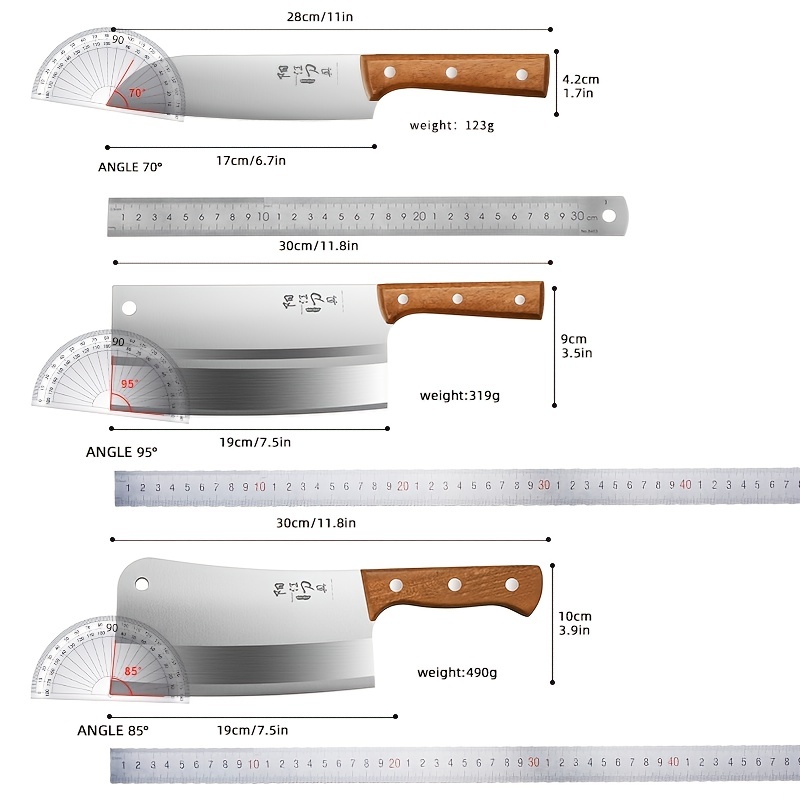  Cuchillo de cortar chino Cuchillo de carne de res serrado de  acero inoxidable Cuchillo de rebanar de carne de res multiusos Restaurante  Cubiertos Cuchillos de mesa afilados Vajilla Corte de verduras 