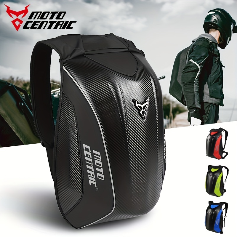  MotoCentric Mochila impermeable de cuero para motocicleta,  casco para laptop, bolsa de hombro (rojo) : Electrónica