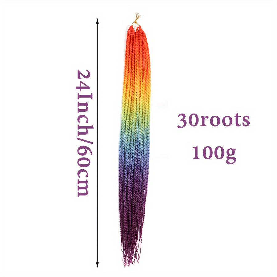 30 Pack Of 24 Senegalese Twist Crochet Hair Rainbow Synthetic Braiding Hair  With Ombre Twist And Gift Box LS23B From Lanshair, $2.59