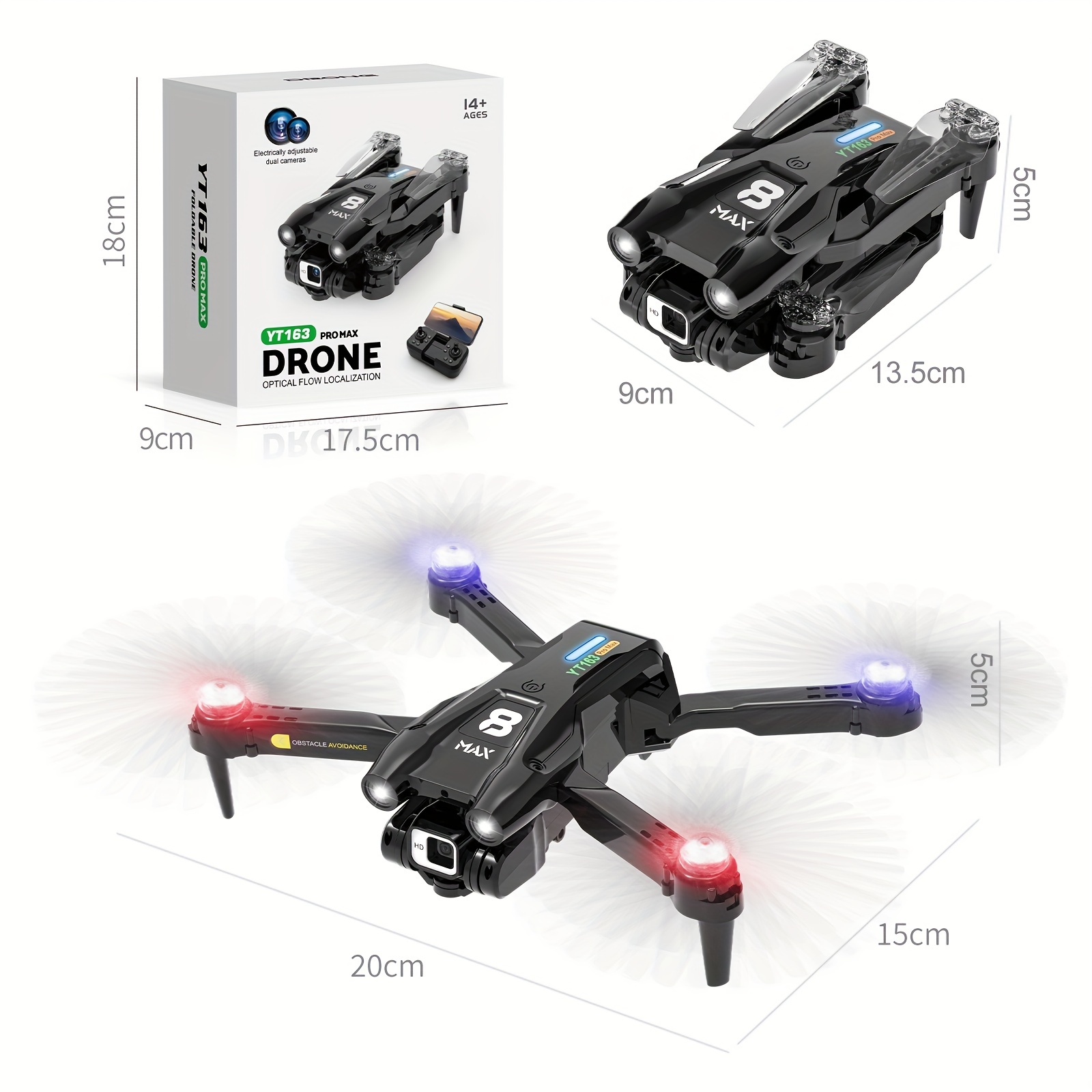 yt163 foldable drone remote control and app control easy to carry four sided sensor obstacle avoidance stable flight one key return high definition camera camera angle adjustable drone details 19