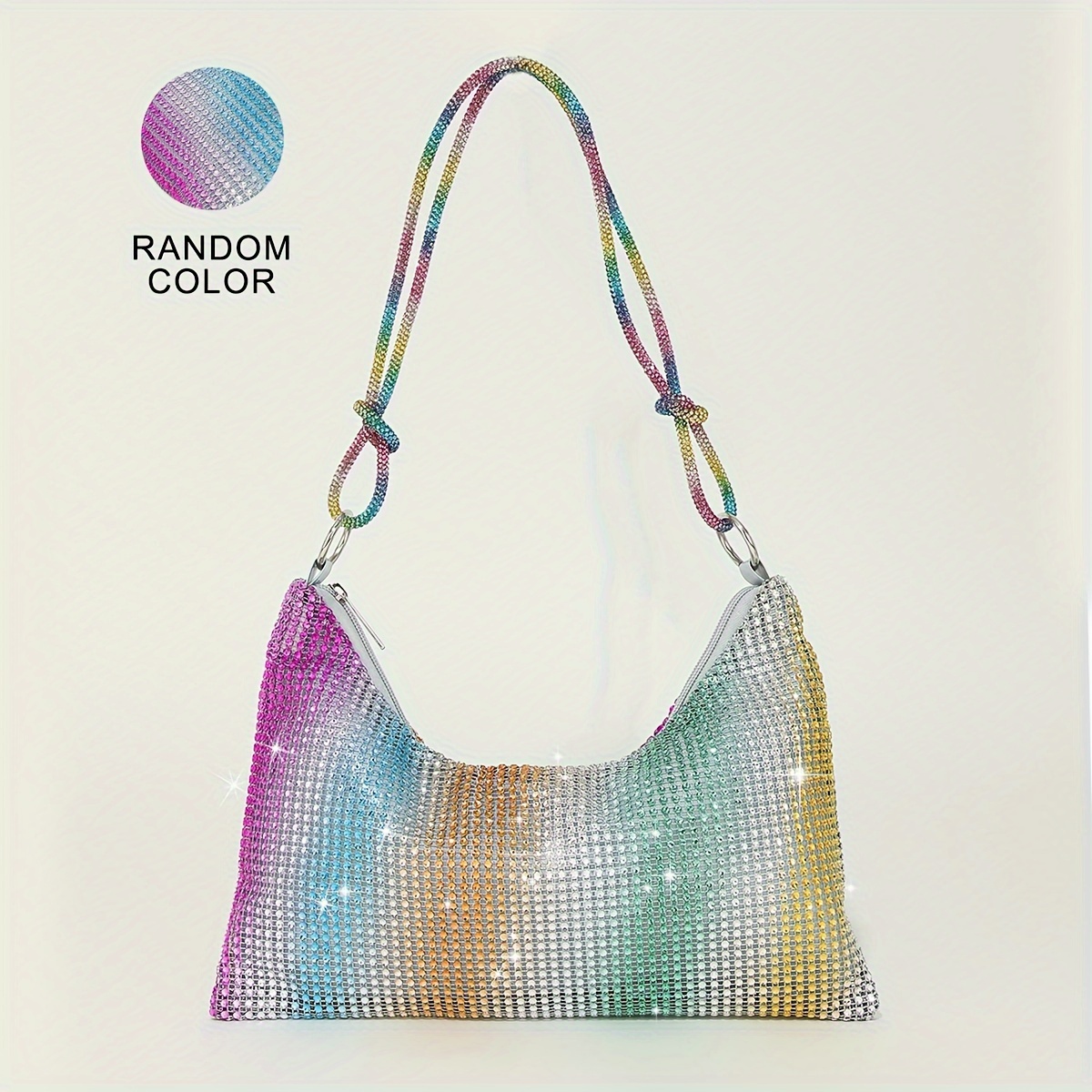 Rhinestone Glitter Bag Woven Strap