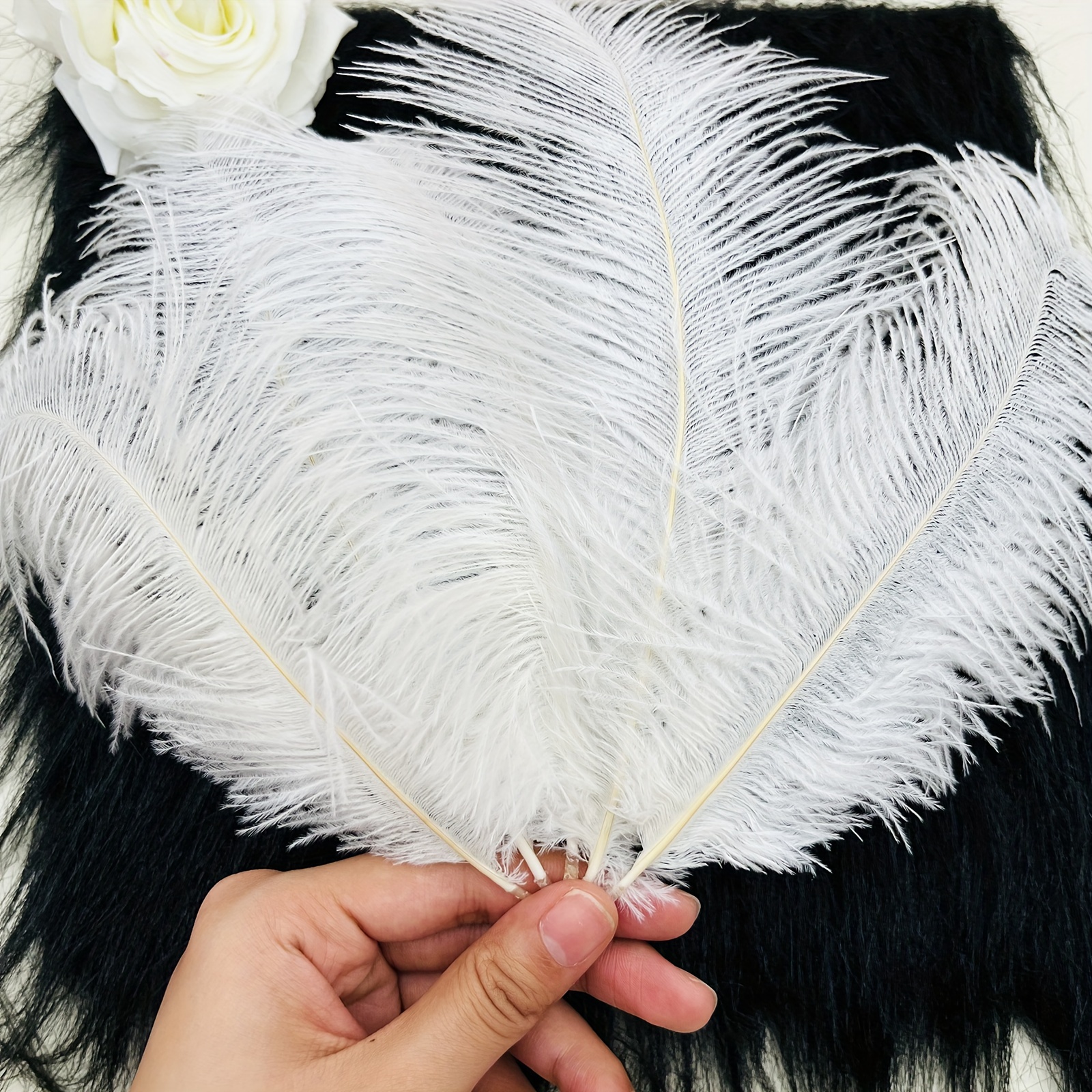 White Ostrich Feathers Accessories For Pre wedding - Temu