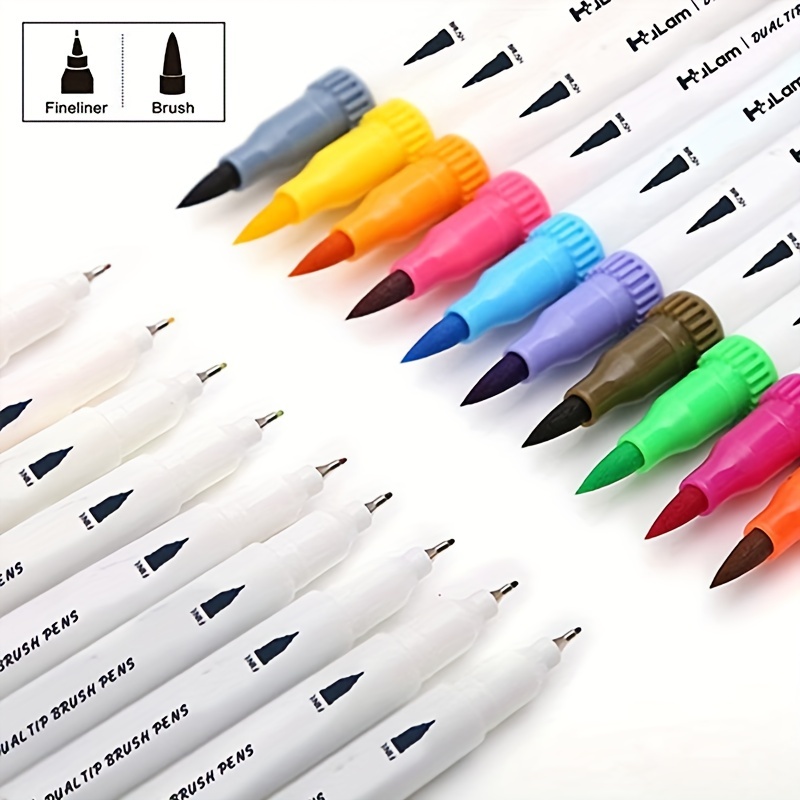 12colors Markers Double Ends Manga Art Brush Pen Set School Accessories  Lettering Markers Art Supplies Sketch Drawing Graffiti Safe Non-toxic - Temu