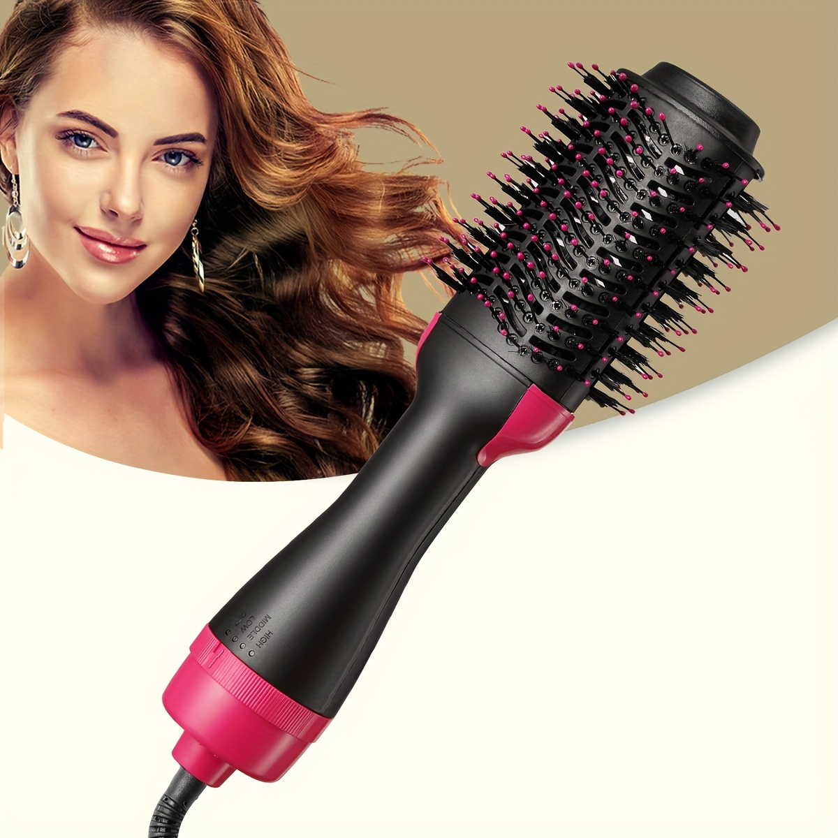Cepillo secador de pelo en uno y estilizador voluminizador profesional 4 en  1 ion negativo caliente anti-encrespamiento cepillo secador de pelo para