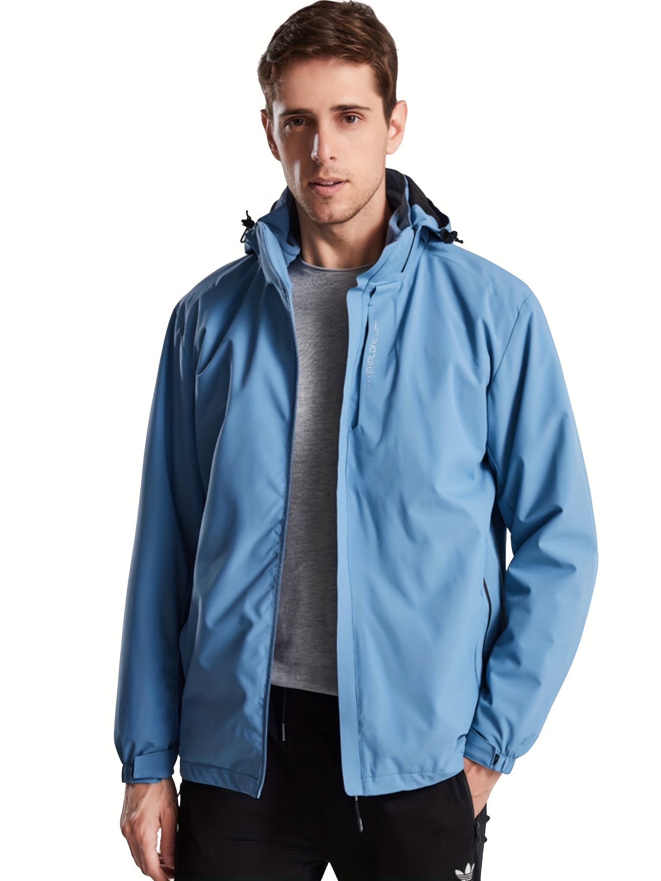 Men's Lightweight Resistant Hiking Jacket Hooded Shell Jacket for