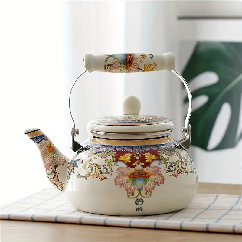 Floral Ceramic Enamel Teapot Tea Kettle For Stovetop, Thickened Flat Bottom  Home Cold Kettle Teapot Milk Teapot Induction Cooker Gas Universal - Temu  Portugal