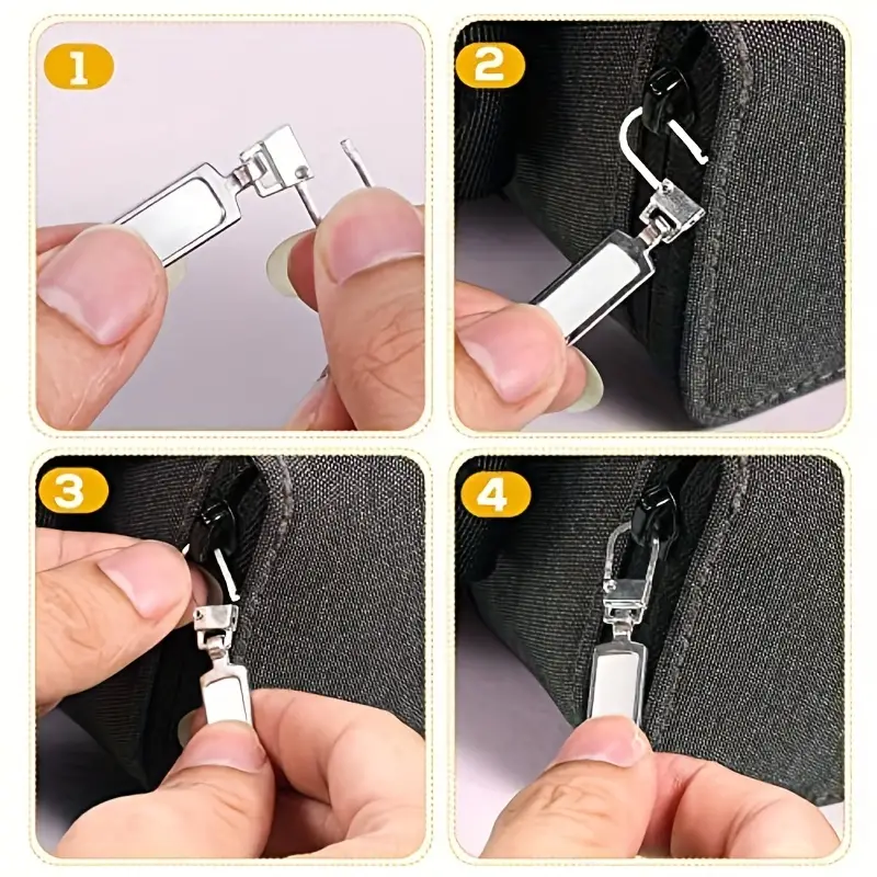 10 PCS Zipper Pull Replacement Metal Fix Zip Puller Detachable