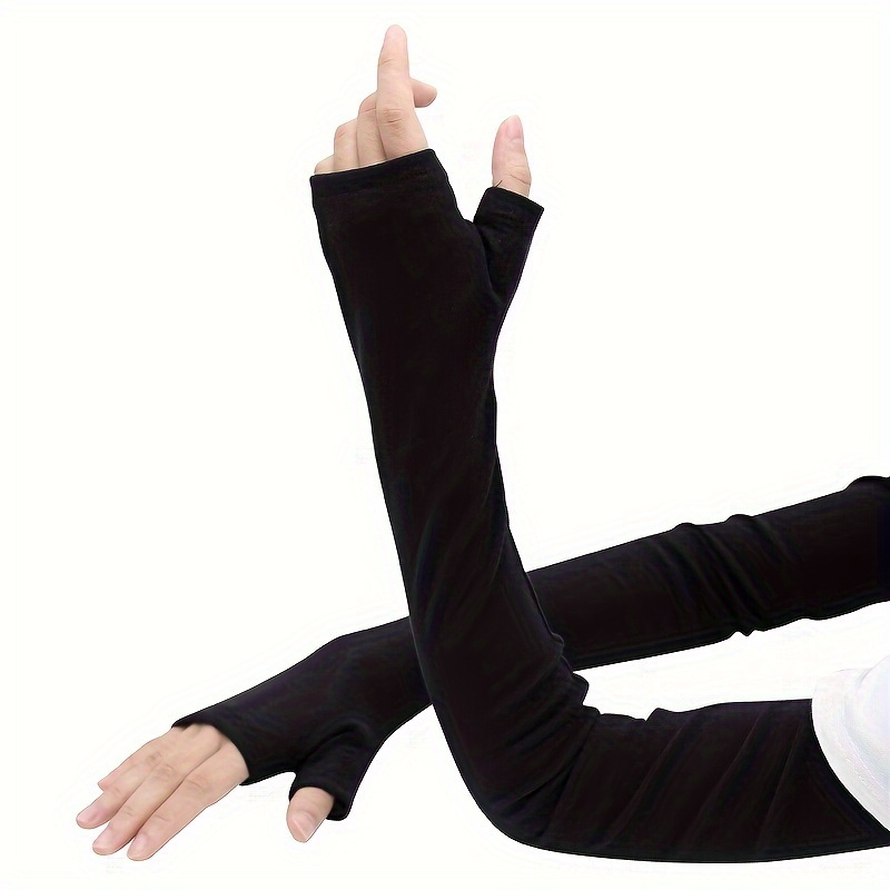 TEMU Autumn Winter Warm Sleeve Covers Women Men Fleece Long Arm Warmers Thick Elastic Outdoor Home Thin Plush Fake Sleeves