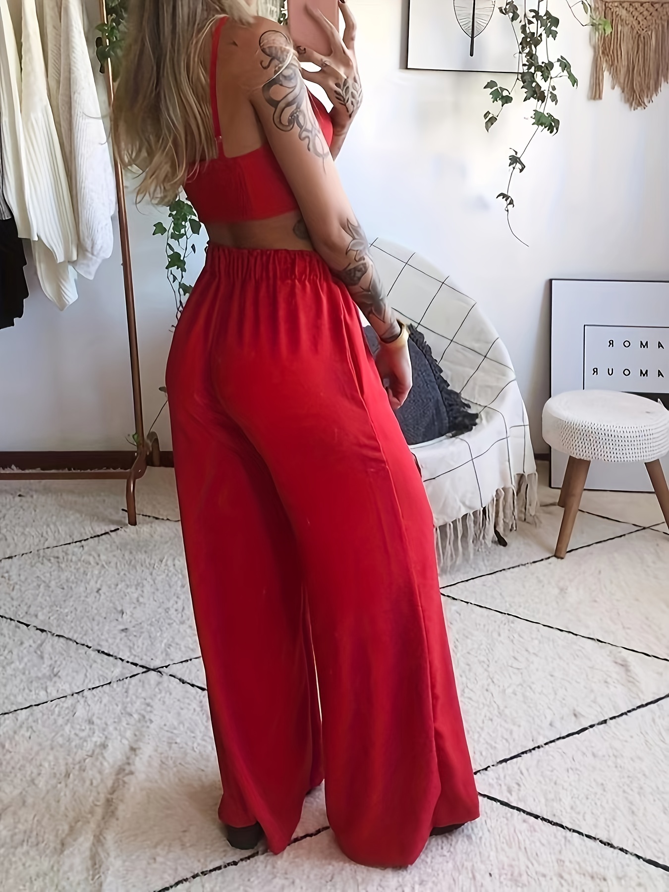 Butterfly Printed Bra Tops & Long Pants Suit Women's Night Out