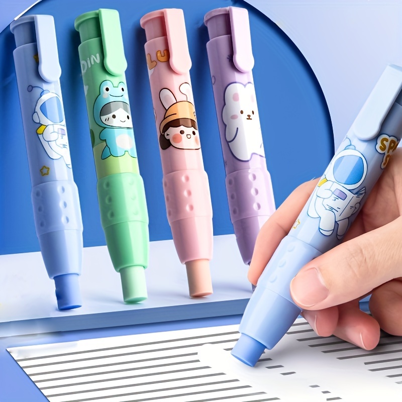 1pc Carino Gomma Da Cancellare Con Due Anime In Gomma Portatile Per Bambini  Cartone Animato Strumento Di Correzione Per Disegno Scrittura Correzione  Scuola Cancelleria Rosa Blu Verde Viola