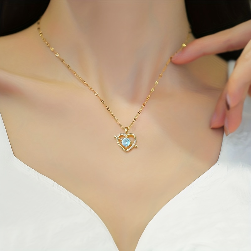 Women's Necklace One Arrow Piercing Heart Clavicle Chain Necklace