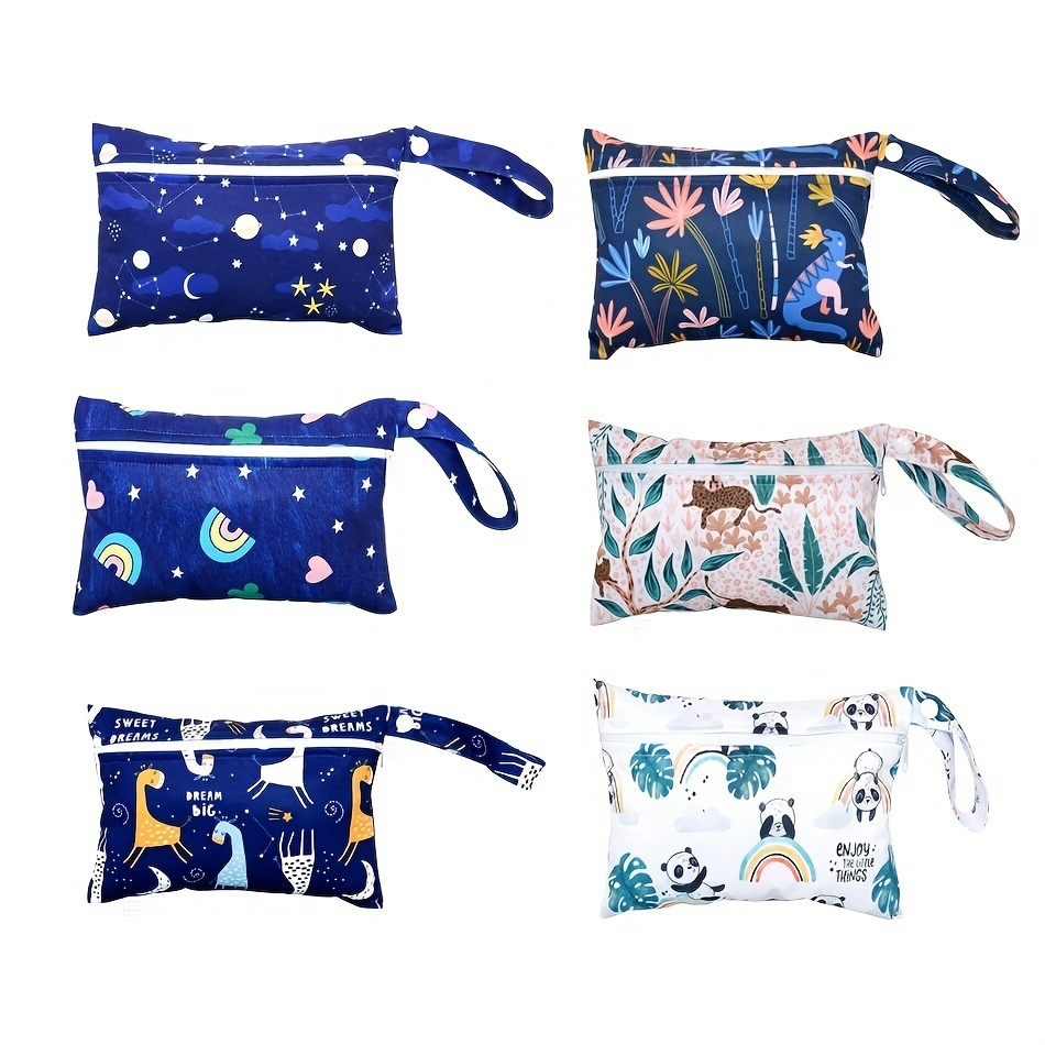 5.91X8.86inch Small Wet Bag, Baby Cloth Diaper Bag With Menstrual Pad Zipper, Waterproof Reusable And Washable Wet Bag