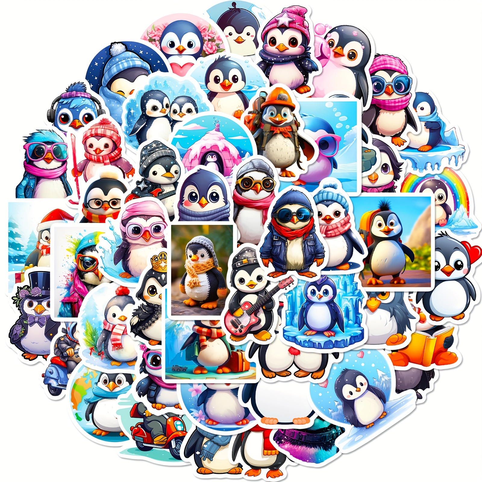 Cute Little Penguin Stickers Cute Cartoon Little Penguin - Temu