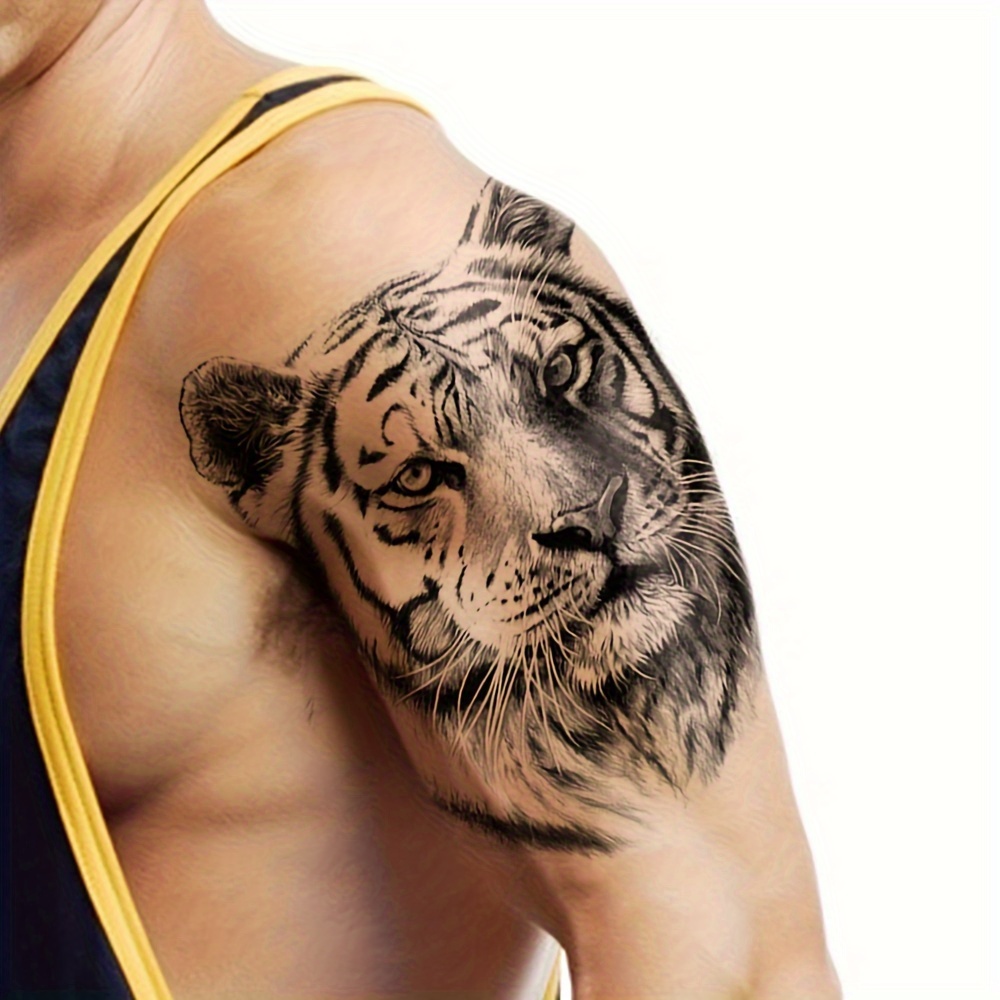 Body Art Full Arm Leg Sleeve Tatoo Big Animal Tiger Lion Temporary