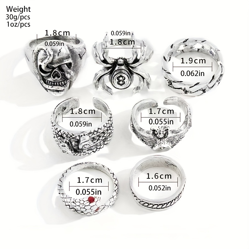 7pcs Vintage Distressed Men's Stacking Ring Set
