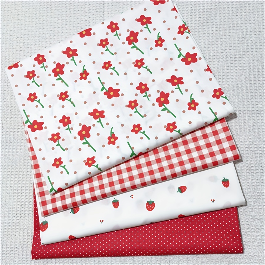 

4pcs 9.8inch X9.8inch (25cm X 25cm) Create Magic With Floral Square Fabric Bundles - Ideal For Holiday Diy Projects Cloths