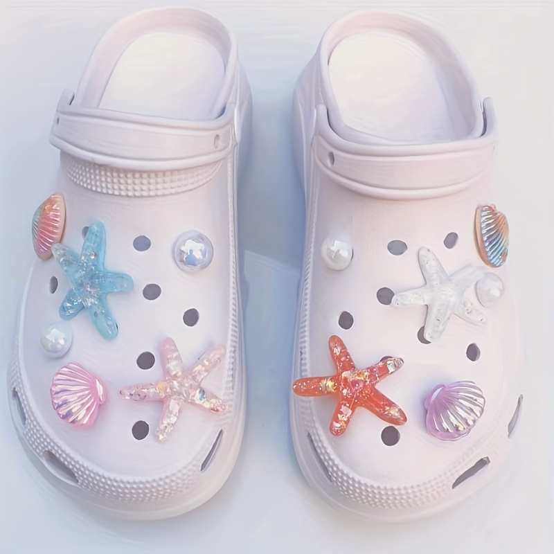 Kawaii Ocean Style Shoe Charms Crab Starfish Shark Buckle Decor Funny Clog  Shoe Accessories Croc Pins Decoration Adult Kids Gift