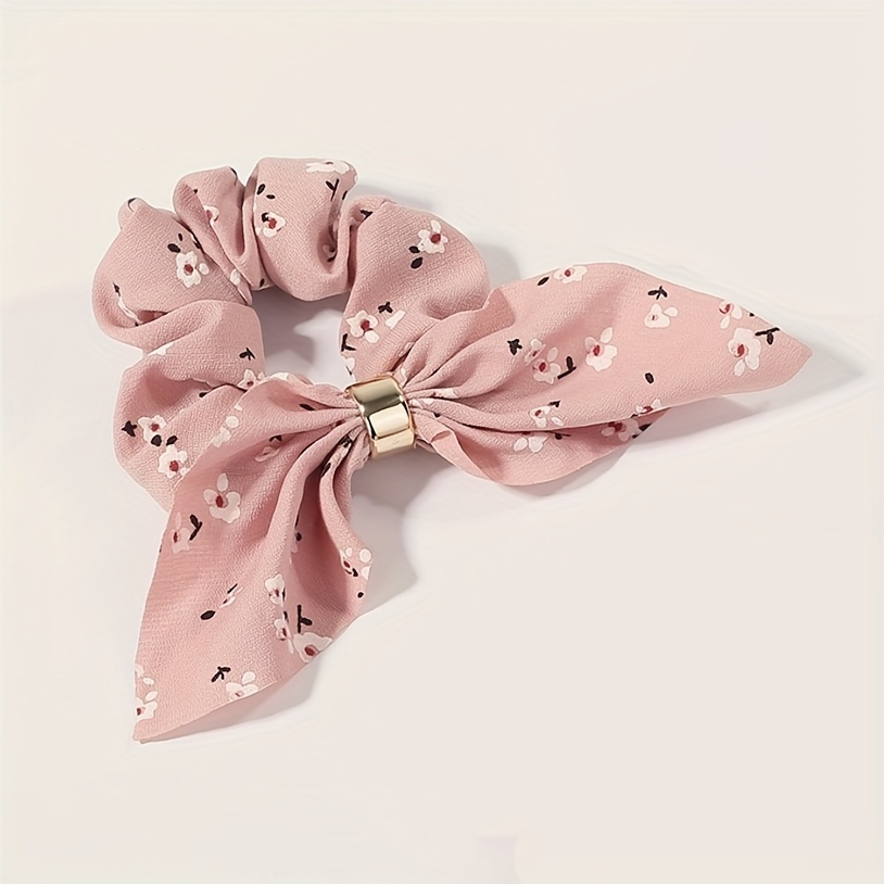 New Fashion Print Bow Scrunchies Hair Ribbon Elastic Hair Band