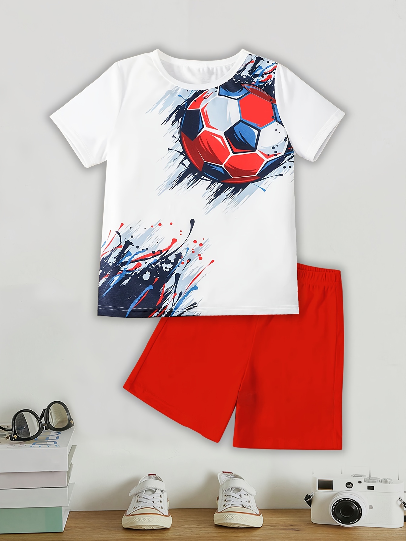 2 Piezas/conjunto Camiseta Fútbol N. ° 7 Pantalones Cortos - Temu