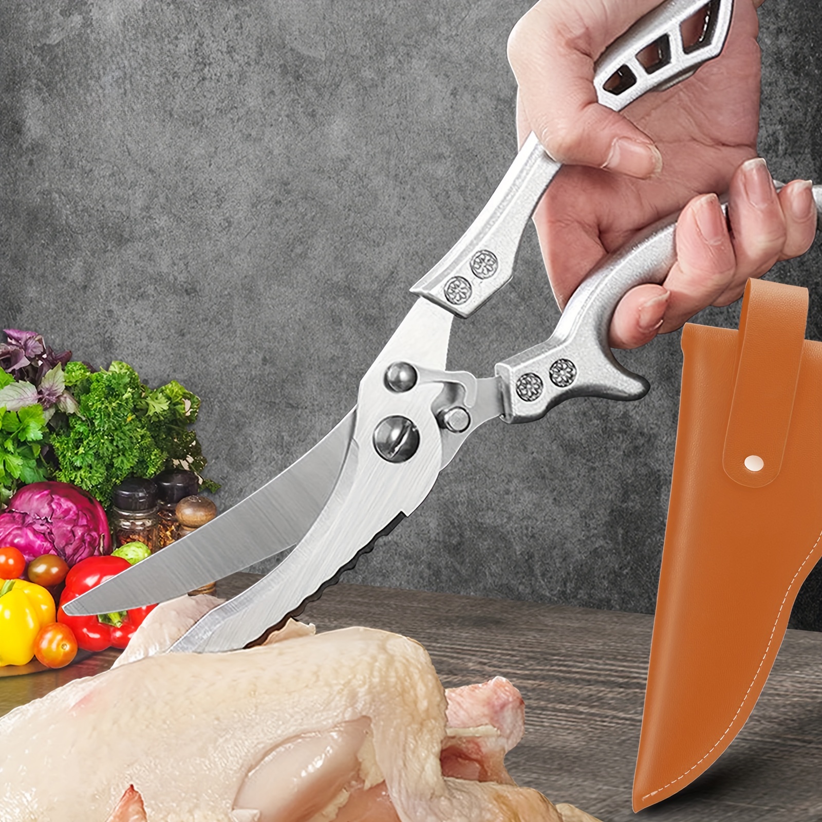 Kitchen Spring Loaded Poultry Shears Heavy Duty Chicken Shears With  Anti-slip Handle Safety Lock Poultry Scissors Chicken,bone - Scissors -  AliExpress