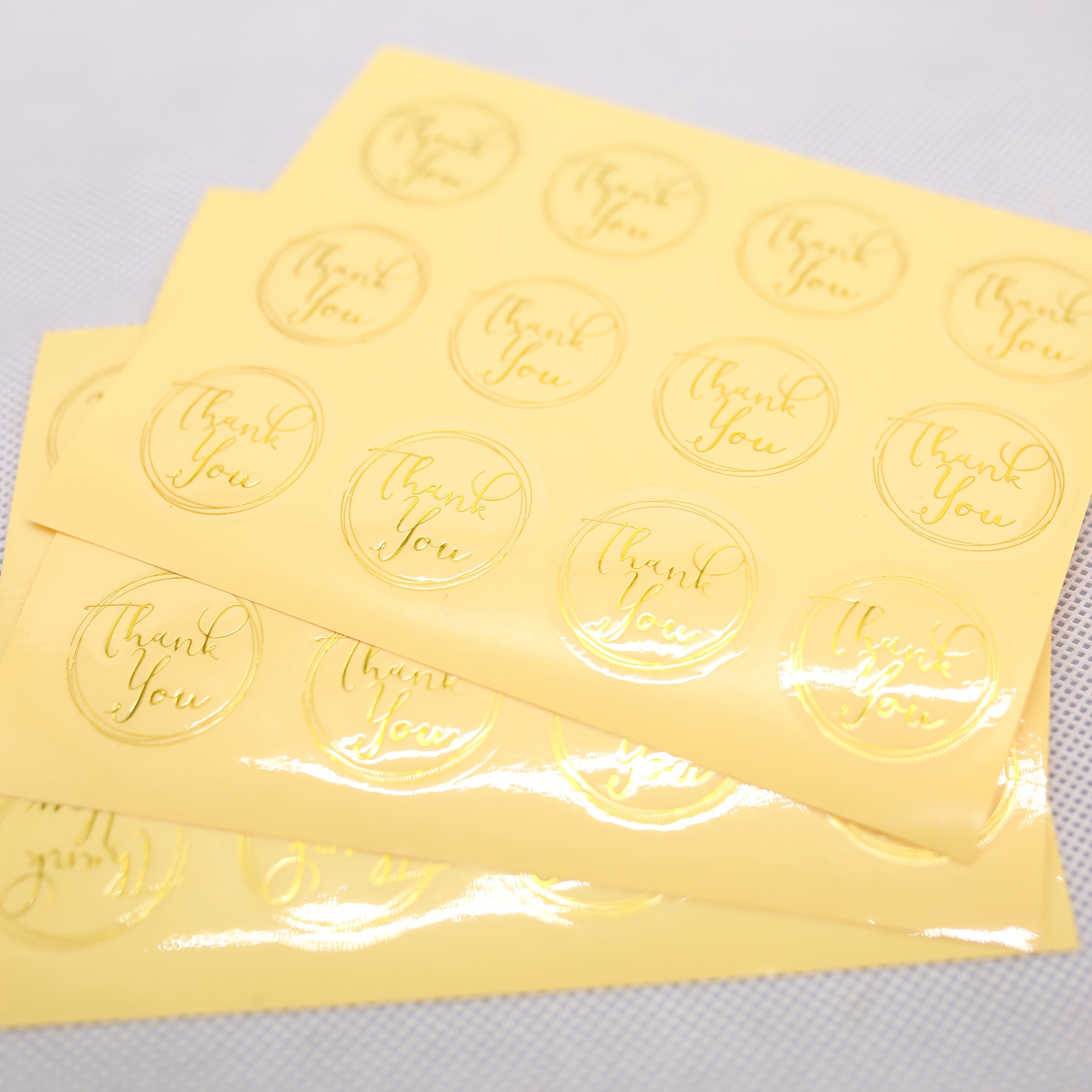  Thank You Labels, Clear Transparent Stickers with Gold Foil  Lettering Thank You Stickers (#520-CF) : Handmade Products