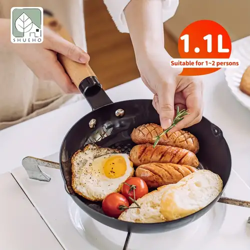 Premium Cast Iron Frying Pan With Wood Handle Length - Temu