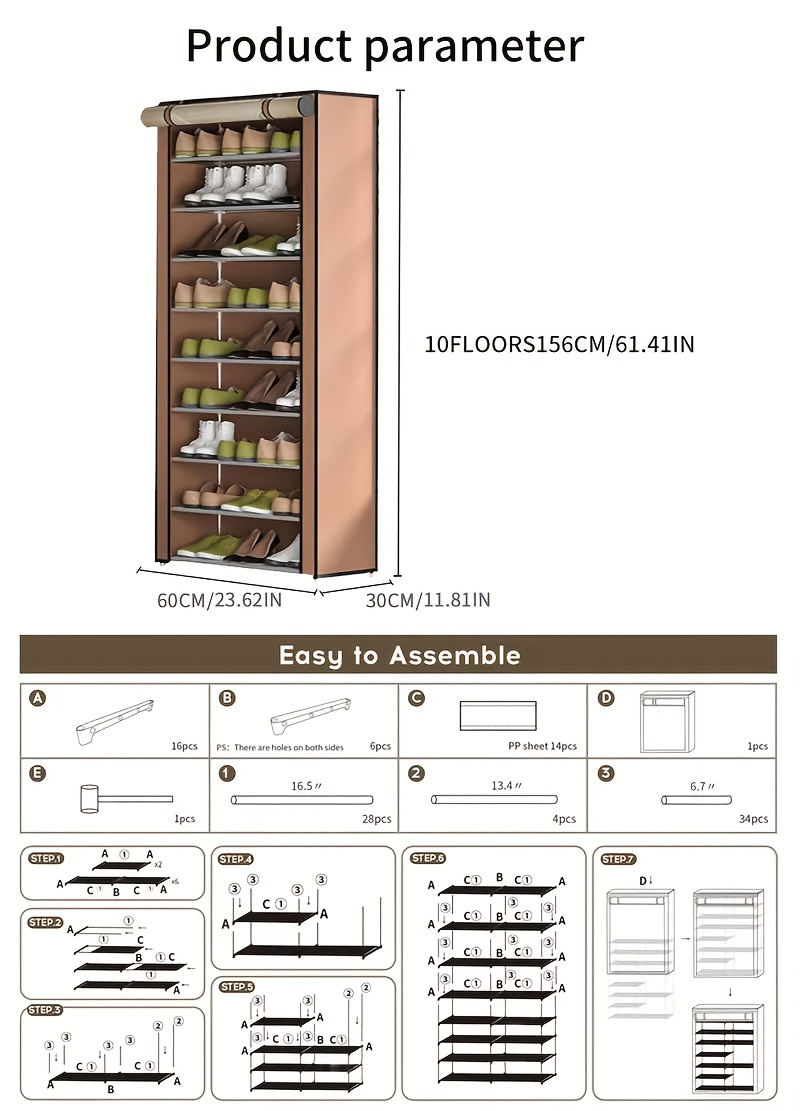 Simple Assembly Shoe Floor Standing Shoe Storage Temu