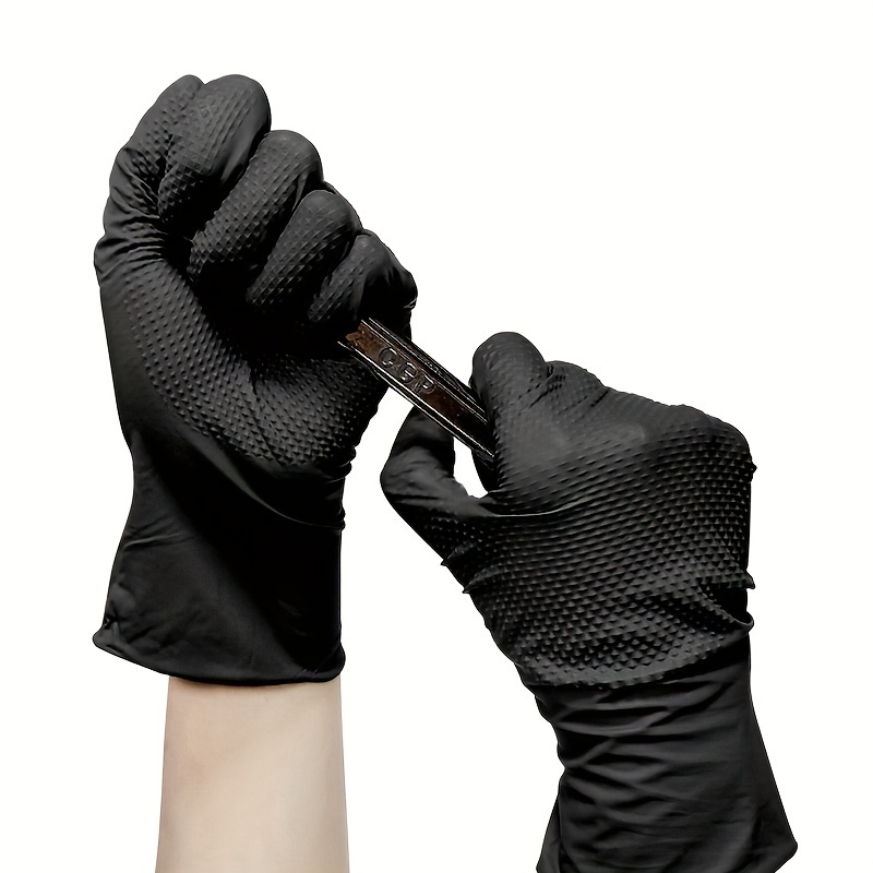 Heavy Duty Black Industrial Nitrile Gloves With Raised Diamond Texture,  Latex Free Excellent For Auto Repair, Plumbing, Painting, Manufacturing,  Cleaning, Food Service And Much More - Temu