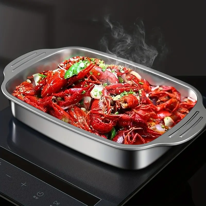 1pc, Stainless Steel Baking Sheet (14.56''x8.66''), Deep Baking Pan With  Handles, Cookie Sheet, Baking Trays, Cooking Pan, Oven Accessories, Baking  To