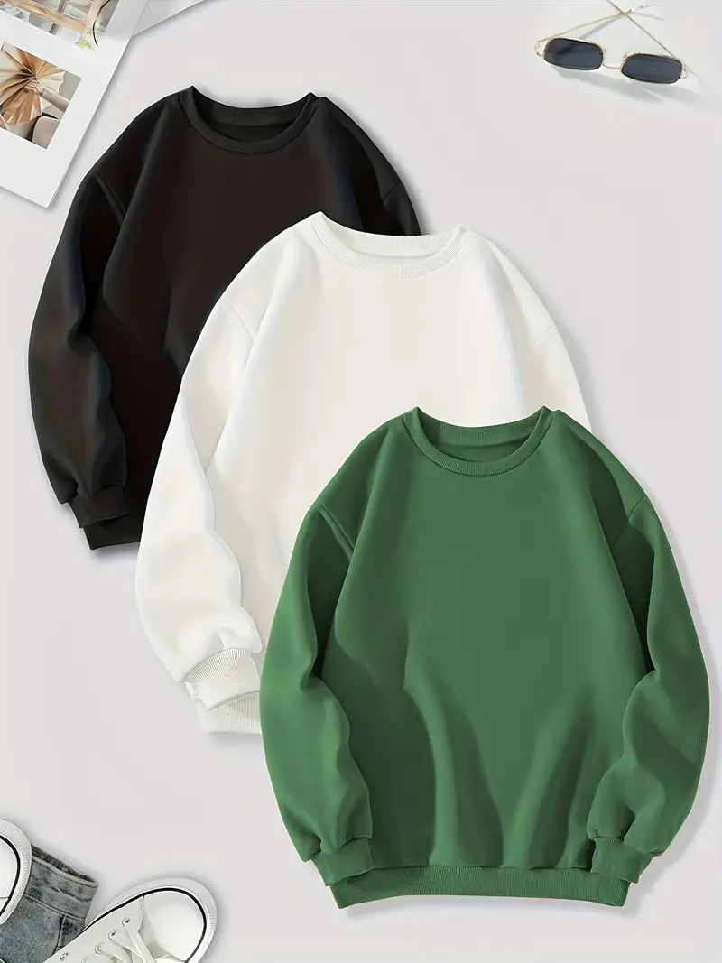 Mixed Color Pullover Sweatshirts Casual Long Sleeve Crew - Temu