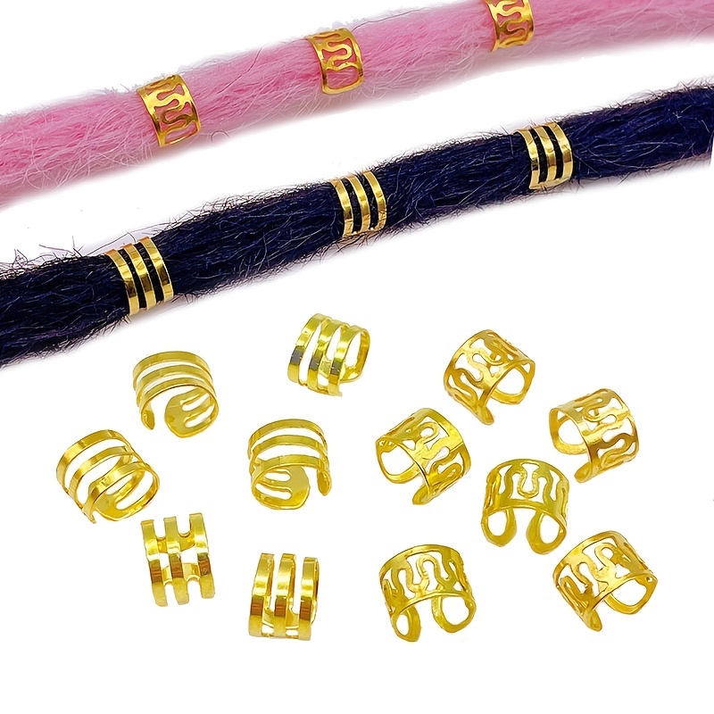 23 Pieces Hair Beads Spiral Coils Dreadlock Beads Braids Rings Clips Metal  Cuffs Loc Hair Jewelry Hair Wraps Accessory (Gold)