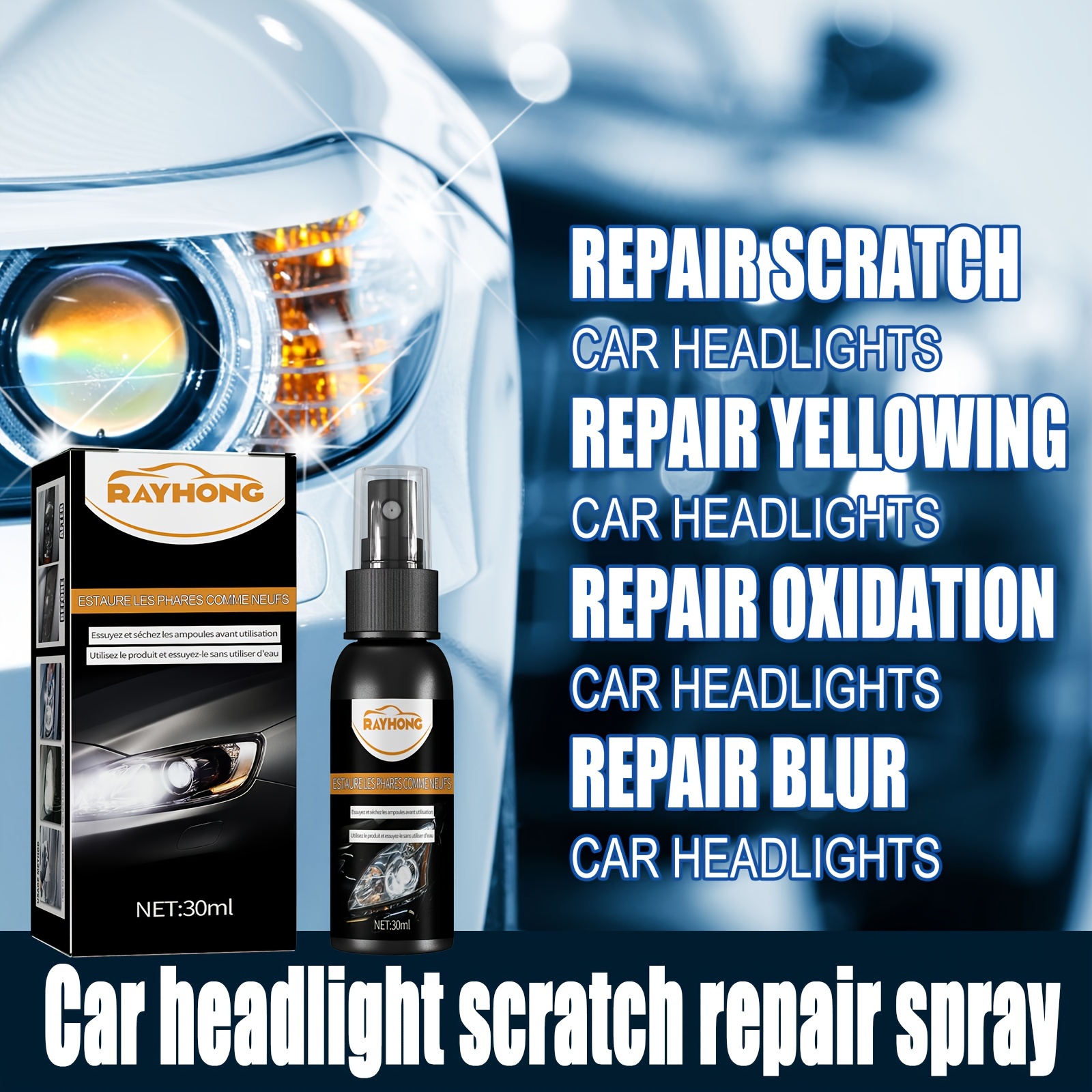 Car Headlight Polishing Agent Scratch Remover Repair Fluid Polish Tool Kit  