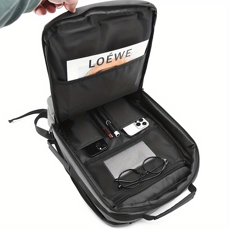 mens large capacity backpack usb charging simple business computer backpack waterproof travel bag