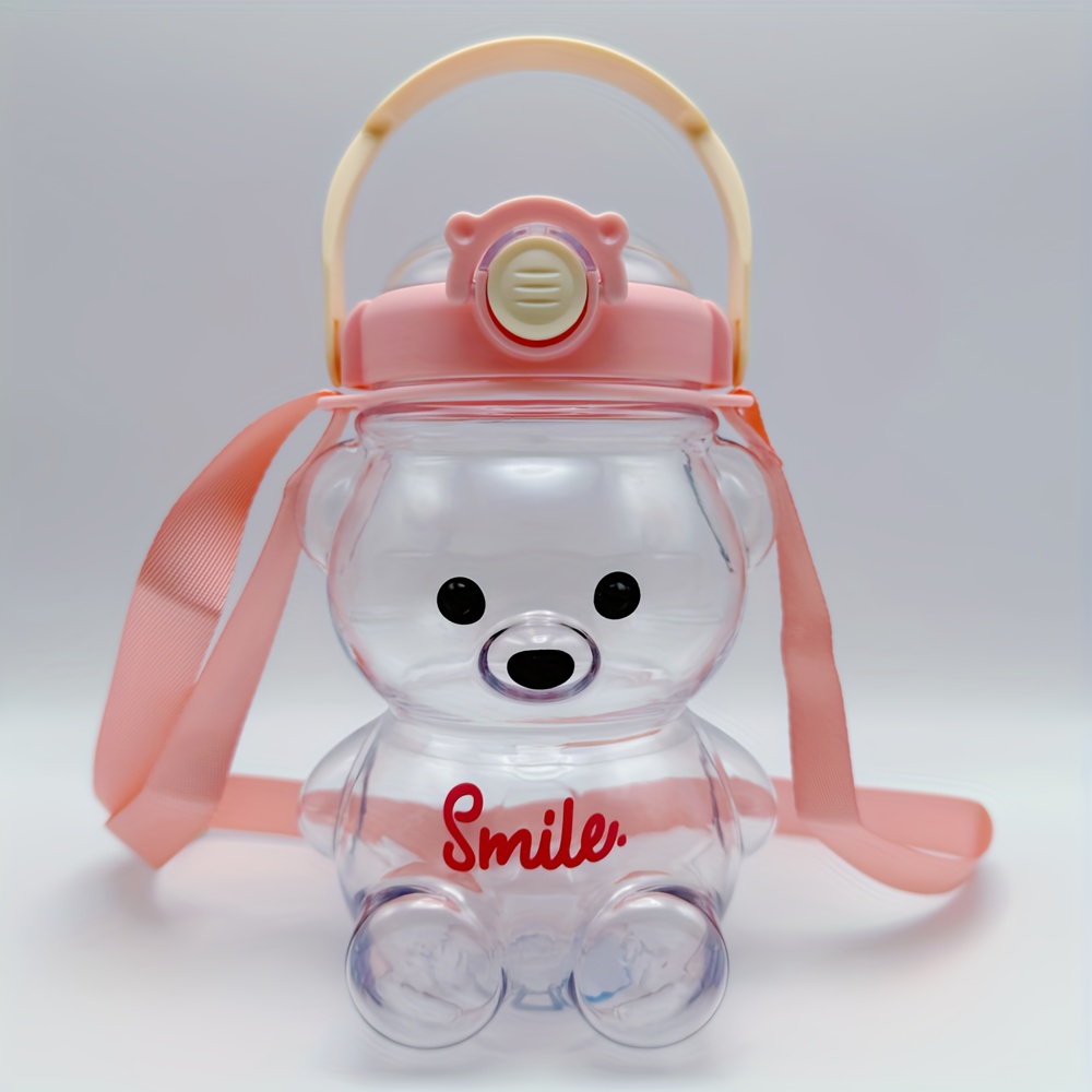 Kawaii Bear Teddy Bear Water Bottle For Kids 1L Tumbler With Straw